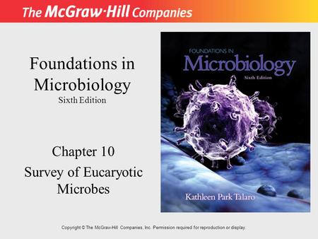 Foundations in Microbiology Sixth Edition Chapter 10 Survey of Eucaryotic Microbes Copyright © The McGraw-Hill Companies, Inc. Permission required for.