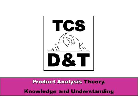 Product Analysis Product Analysis Theory. Knowledge and Understanding.