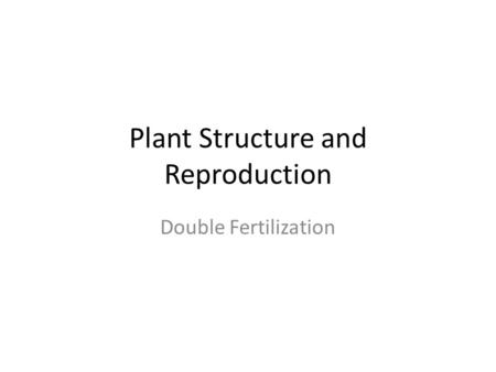 Plant Structure and Reproduction Double Fertilization.