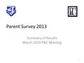 Parent Survey 2013 Summary of Results March 2014 P&C Meeting 0.