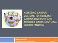 ASSESSING CAMPUS CULTURE TO INCREASE CAMPUS DIVERSITY AND ENHANCE CROSS-CULTURAL UNDERSTANDING Kelly Almousily CNS610: Assessment in Student AffairsSpring.