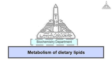 Metabolism of dietary lipids Biochemistry Department.