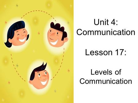 Unit 4: Communication Lesson 17: Levels of Communication.