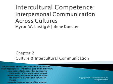 Chapter 2 Culture & Intercultural Communication
