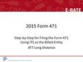 2015 Form 471 Step-by-Step for Filing the Form 471 Using ITS as the Billed Entity ATT Long Distance 1.