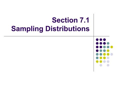 Section 7.1 Sampling Distributions. Vocabulary Lesson Parameter A number that describes the population. This number is fixed. In reality, we do not know.