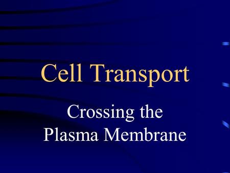 Cell Transport Crossing the Plasma Membrane. Plasma Membrane Phospholipid bilayer with proteins and cholesterol molecules scattered throughout Selectively.