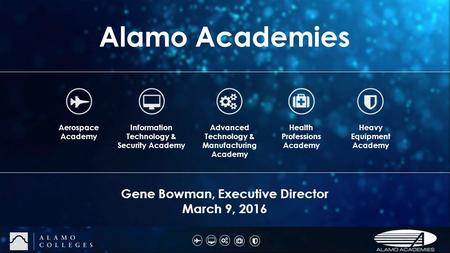 Aerospace Academy Information Technology & Security Academy Advanced Technology & Manufacturing Academy Health Professions Academy Heavy Equipment Academy.