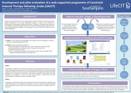 LifeCIT Development and pilot evaluation of a web-supported programme of Constraint Induced Therapy following stroke (LifeCIT) Meagher C 1, Conlon A 2,