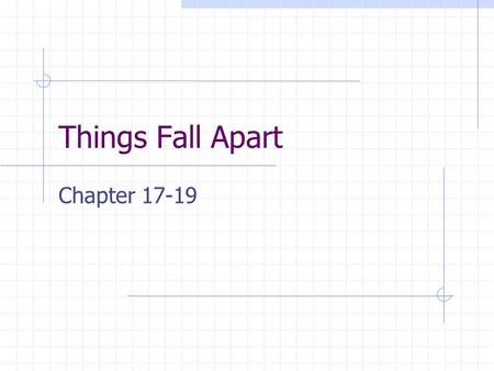 Things Fall Apart Chapter 17-19. Chapter 17 The Christians ask the Igbo for a plot of land to build a church The elders offer them the Evil Forest, which.