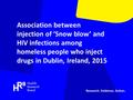 Association between injection of ‘Snow blow’ and HIV infections among homeless people who inject drugs in Dublin, Ireland, 2015.