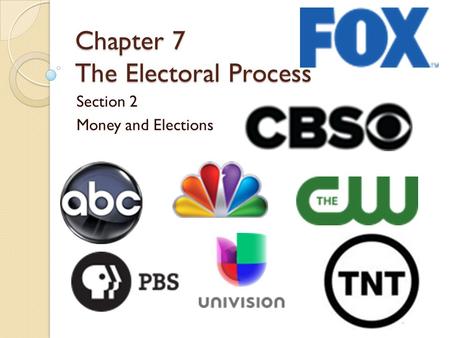 Chapter 7 The Electoral Process Section 2 Money and Elections.