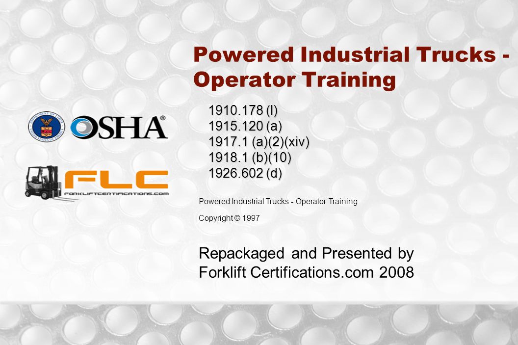 Powered Industrial Trucks Operator Training Ppt Video Online Download