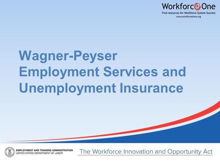 Wagner-Peyser Employment Services and Unemployment Insurance.