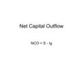 Net Capital Outflow NCO = S - Ig. The market for loanable funds, net capital outflow and the fx market for dollars NCOD S QUANTITY OF DOLLARS D Negative.
