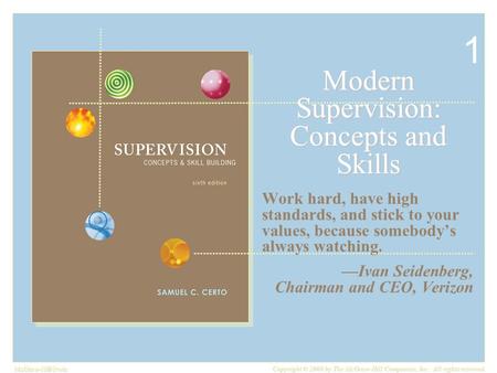 McGraw-Hill/Irwin Copyright © 2008 by The McGraw-Hill Companies, Inc. All rights reserved. Modern Supervision: Concepts and Skills Work hard, have high.