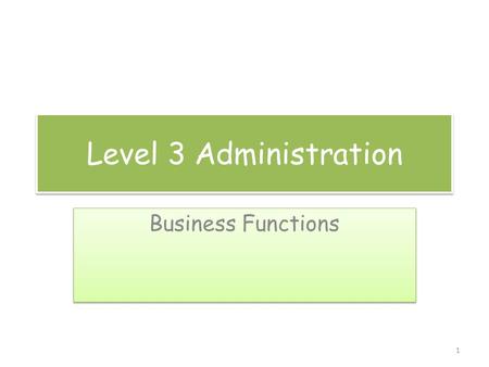 Level 3 Administration Business Functions 1. Functional areas These are likely to include: Finance Marketing Production Sales Human Resources Customer.