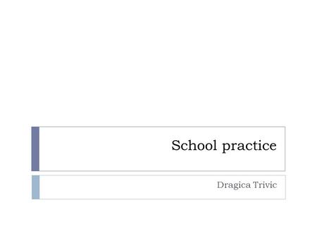 School practice Dragica Trivic. FINDINGS AND RECOMMENDATIONS FROM TEMPUS MASTS CONFERENCE in Novi Sad Practice should be seen as an integral part of the.