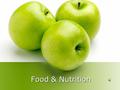 Food & Nutrition Definitions Sanitation– clean practices Nutrition– science of eating healthy Agriculture– growing/producing food Marketing– selling.