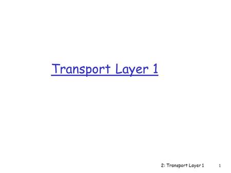 2: Transport Layer 11 Transport Layer 1. 2: Transport Layer 12 Part 2: Transport Layer Chapter goals: r understand principles behind transport layer services: