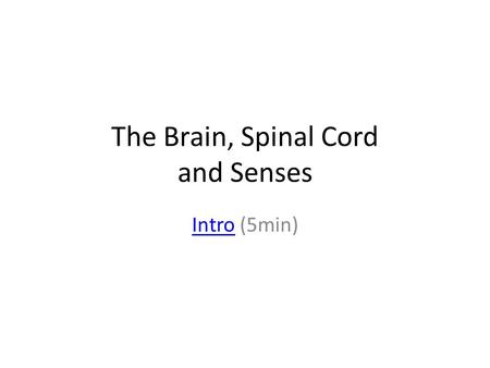 The Brain, Spinal Cord and Senses IntroIntro (5min)