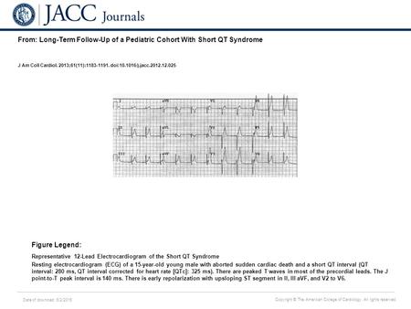 Date of download: 6/2/2016 Copyright © The American College of Cardiology. All rights reserved. From: Long-Term Follow-Up of a Pediatric Cohort With Short.