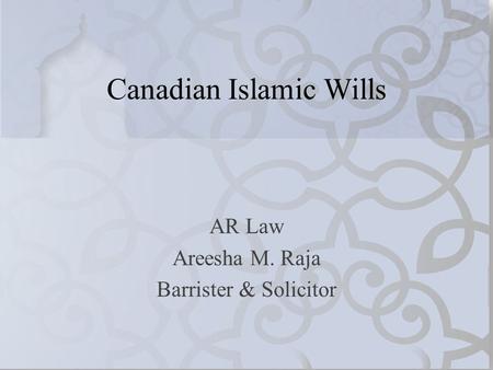 Canadian Islamic Wills