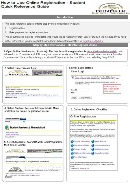 4. Select Student Services & Financial Aid Menu and Click on Online Registration menu How to Use Online Registration – Student Quick Reference Guide This.