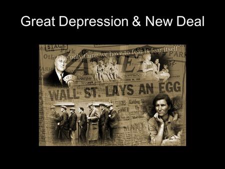 Great Depression & New Deal. Part I. What Caused the Great Depression? The stock market crash of 1929 was the event that started the Great Depression.