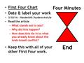 Four Minutes First Four Chart Date & label your work 3/10/16 – Vanderbilt Student Article Read the article – What stands out to you? – Why did this happen?