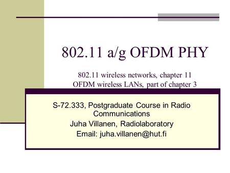 S , Postgraduate Course in Radio Communications