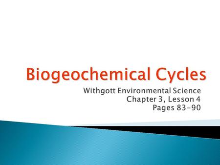 Withgott Environmental Science Chapter 3, Lesson 4 Pages 83-90.