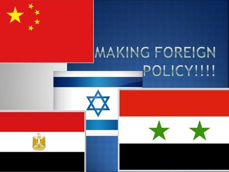  Foreign Policy- a nation’s overall plan for dealing with other nations  Main goals of Foreign Policy:  National security- the ability to keep the.