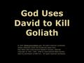 God Uses David to Kill Goliath © 2007 BibleLessons4Kidz.com All rights reserved worldwide. Unless otherwise noted the Scriptures taken from: Holy Bible,