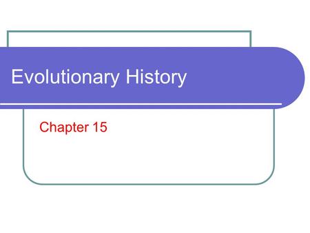 Evolutionary History Chapter 15. What you need to know! The age of the Earth and when prokaryotic and eukaryotic life emerged. Characteristics of the.