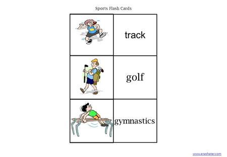 Sports Flash Cards track golf gymnastics www.anashater.com.