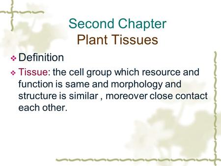 Second Chapter Plant Tissues