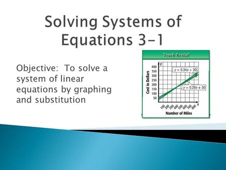 Objective: To solve a system of linear equations by graphing and substitution.