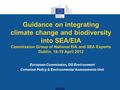 Guidance on integrating climate change and biodiversity into SEA/EIA Commission Group of National EIA and SEA Experts Dublin, 18-19 April 2012 European.