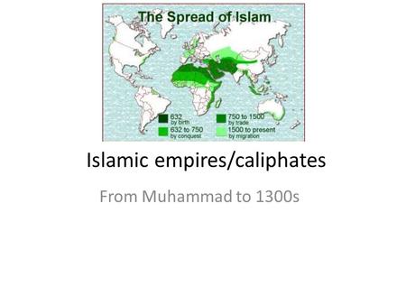 Islamic empires/caliphates From Muhammad to 1300s.