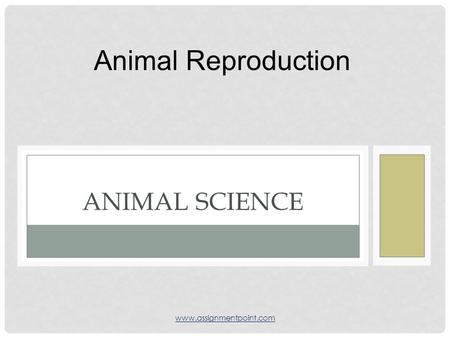 ANIMAL SCIENCE Animal Reproduction www.assignmentpoint.com.