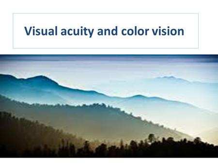 Visual acuity and color vision. Aims and Objectives Understand the principles behind vision testing Perform an accurate visual acuity To differentiate.