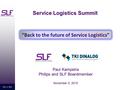 7 April 2010 “Back to the future of Service Logistics” Paul Kampstra Philips and SLF Boardmember November 5, 2015 Nov 5, 2015 Service Logistics Summit.