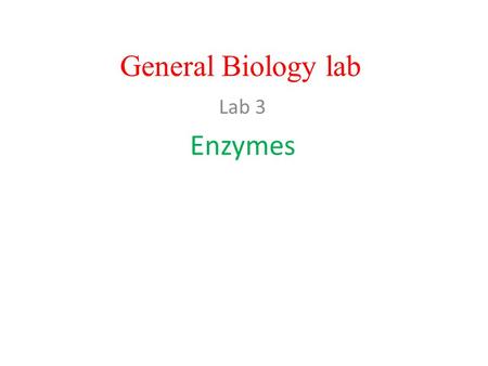 General Biology lab Lab 3 Enzymes.