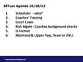 1.Scheduler - who? 2.Coaches’ Training 3.Court Cases 4.Risk Mgmt - Coaches background checks 5.U Format 6.Mainland & Upper Twp, Team in JSYLL SJYLax Agenda.