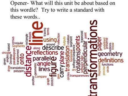Opener- What will this unit be about based on this wordle? Try to write a standard with these words..