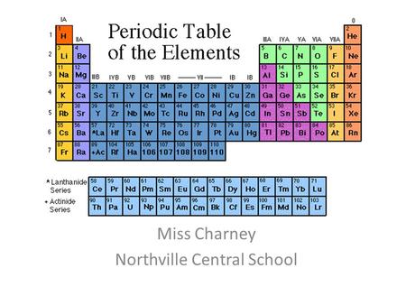 The Periodic Table Miss Charney Northville Central School.