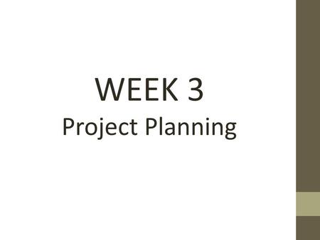 WEEK 3 Project Planning.