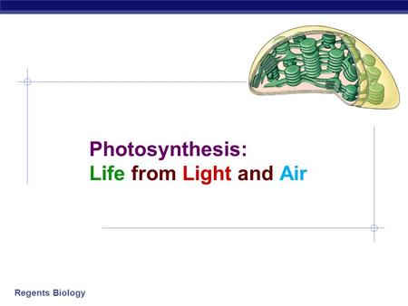 Regents Biology Photosynthesis: Life from Light and Air.