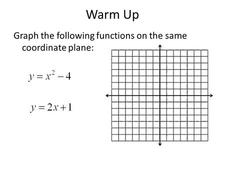 Warm Up Graph the following functions on the same coordinate plane: